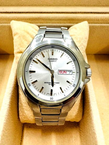 Casio Men's Quartz Silver Watch with Date and Day — Japan Import