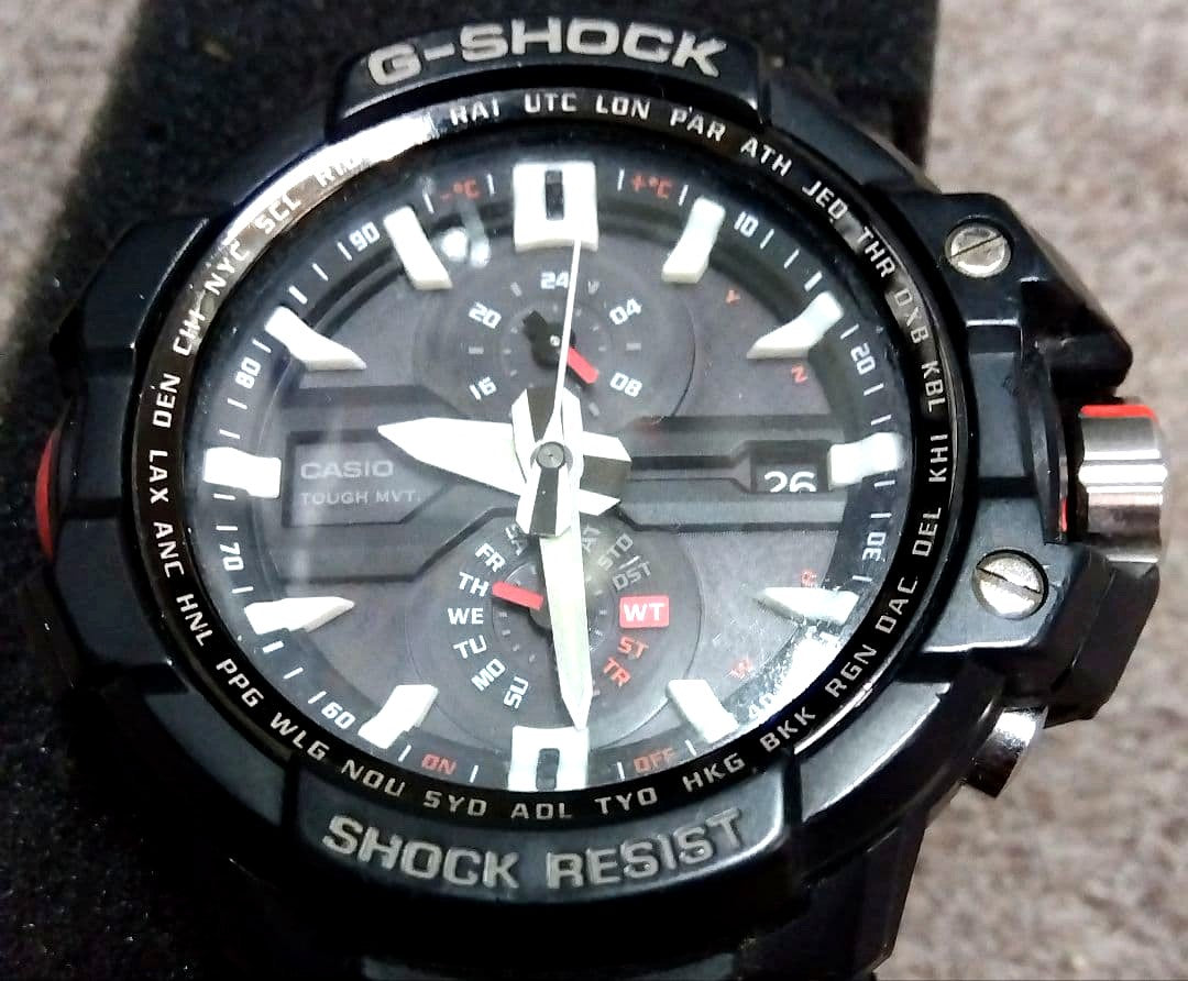 Casio G-Shock GW-A1000 Sky-Cockpit radio wave solar watch with large pilot-style dial and black resin band