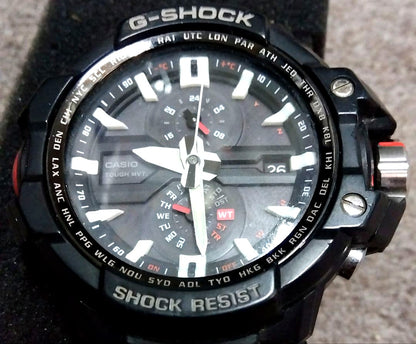 Casio G-Shock GW-A1000 Sky-Cockpit radio wave solar watch with large pilot-style dial and black resin band