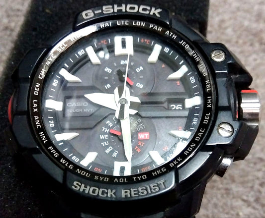 Casio G-Shock GW-A1000 Sky-Cockpit radio wave solar watch with large pilot-style dial and black resin band