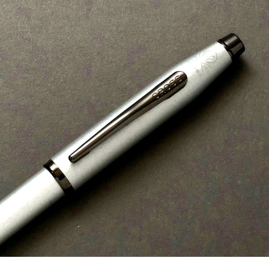 Cross Ballpoint Pen Model 5031 in silver and black with twist mechanism, 5.4 inches long