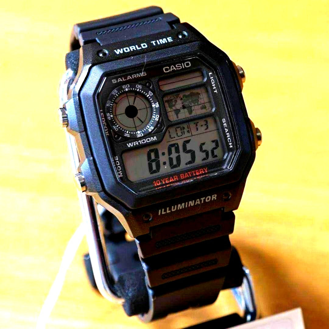 Casio Standard Digital Watch AE-1200WH-1A with resin band and stainless steel case