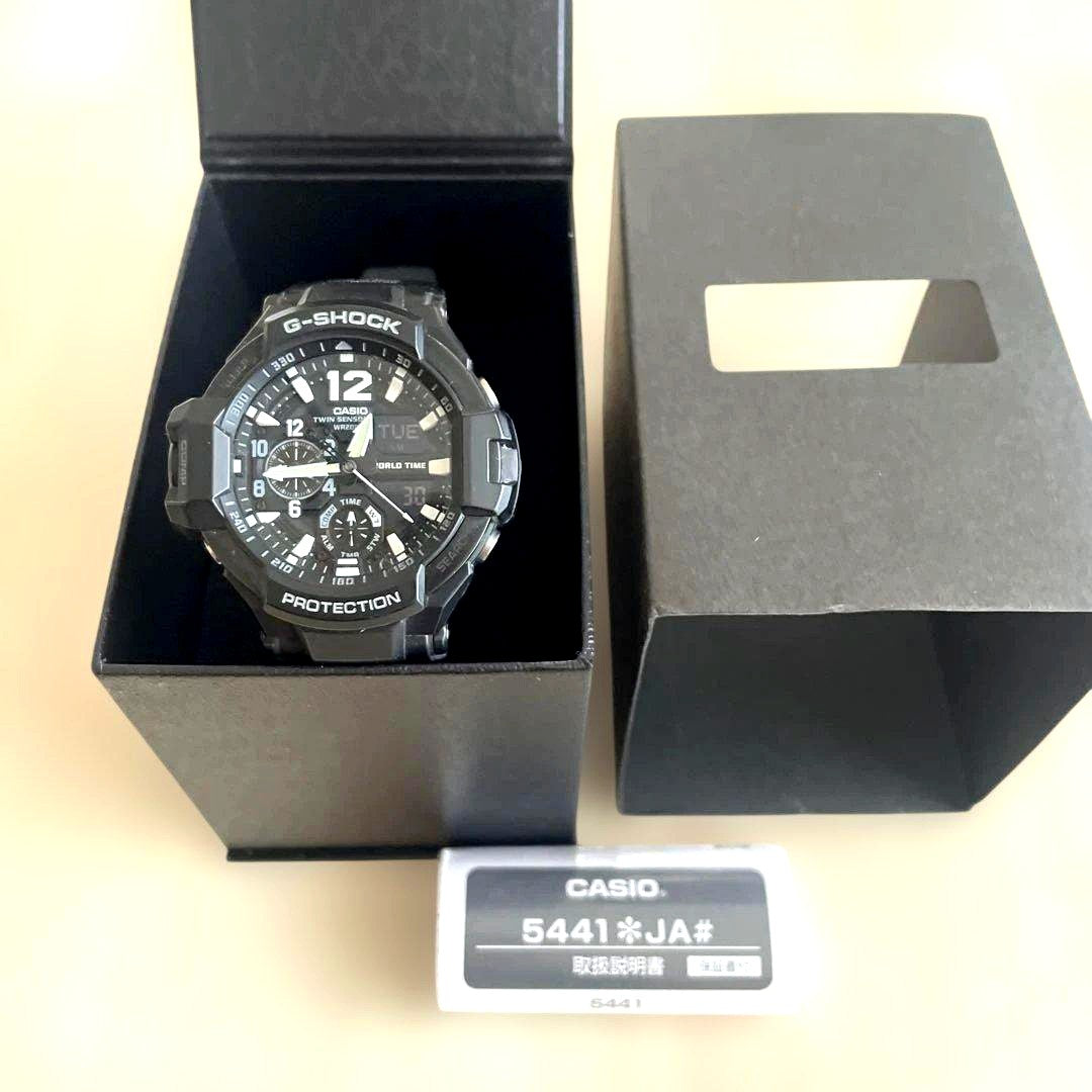 Casio G-Shock Sky-Cockpit Gravitymaster GA-1100-1AJF watch with black analog-digital dial and black resin band