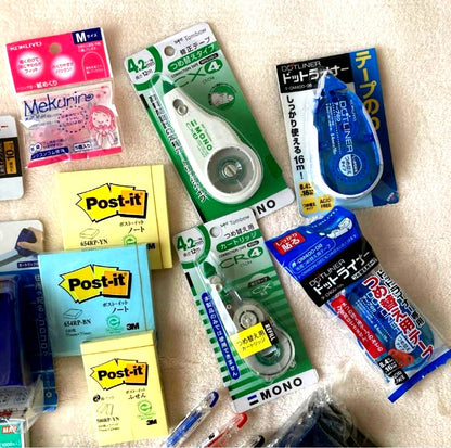 Unspecified Brand Stationery Assortment Including Ink Pad Stapler Post-it Tape Pen and Punch — Japan Import