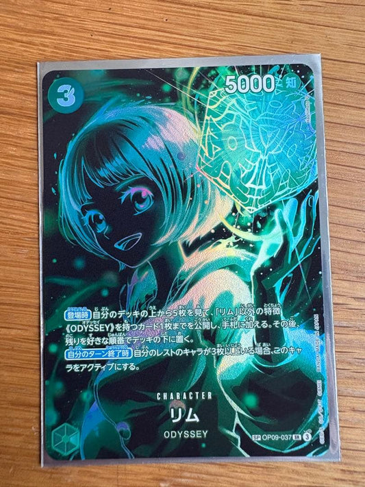 One Piece Card Game Rim SR Parallel OP09-037 collectible trading card with minor surface imperfections