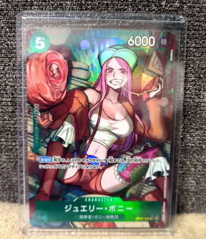 One Piece Card Game Jewelry Bonnie SR single card with no noticeable scratches or stains