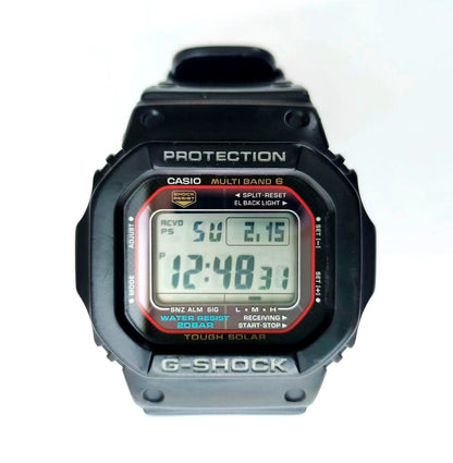 Casio G-Shock GW-M5610 red digital watch with solar power and radio wave features