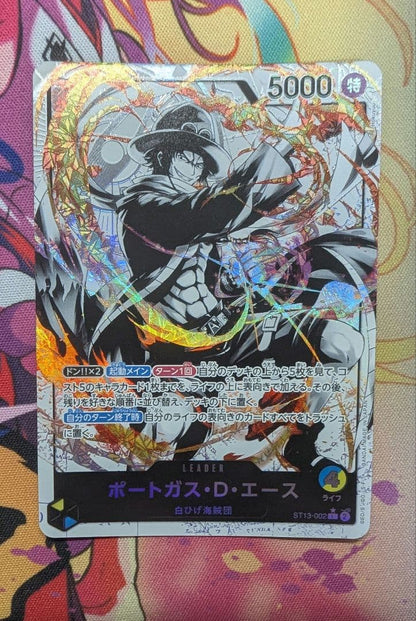 Portgas D. Ace Parallel Leader Card ST13-002 in protective sleeve, Japan import