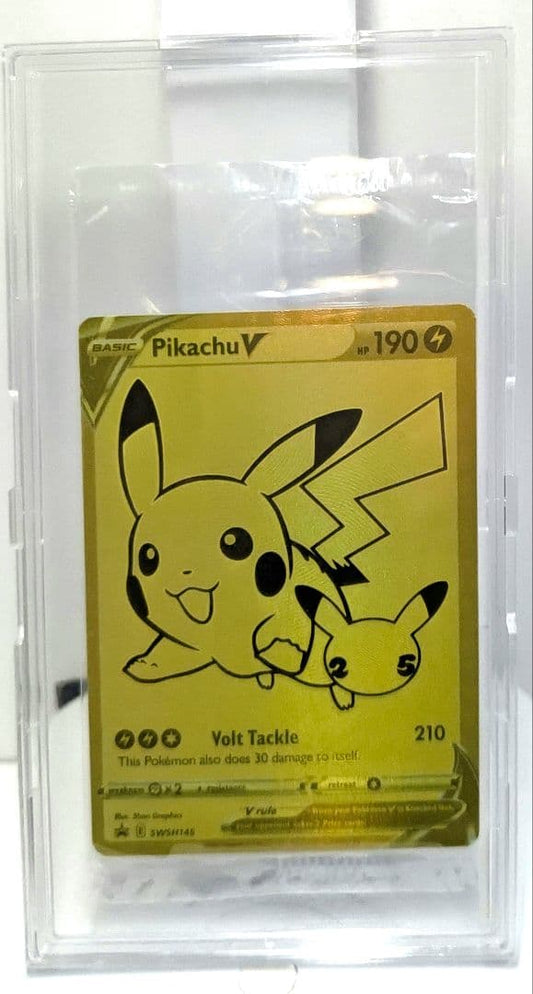 Unopened Pokemon 25th Pikachu promo card golden box with tokens and collectibles from Japan