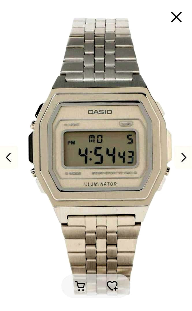 Casio Premium Series A1000A-7JF silver digital watch with box and instruction manual