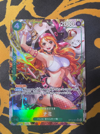 Bandai One Piece Card Game Nami OP14-031 SR Parallel green character card with blocker ability
