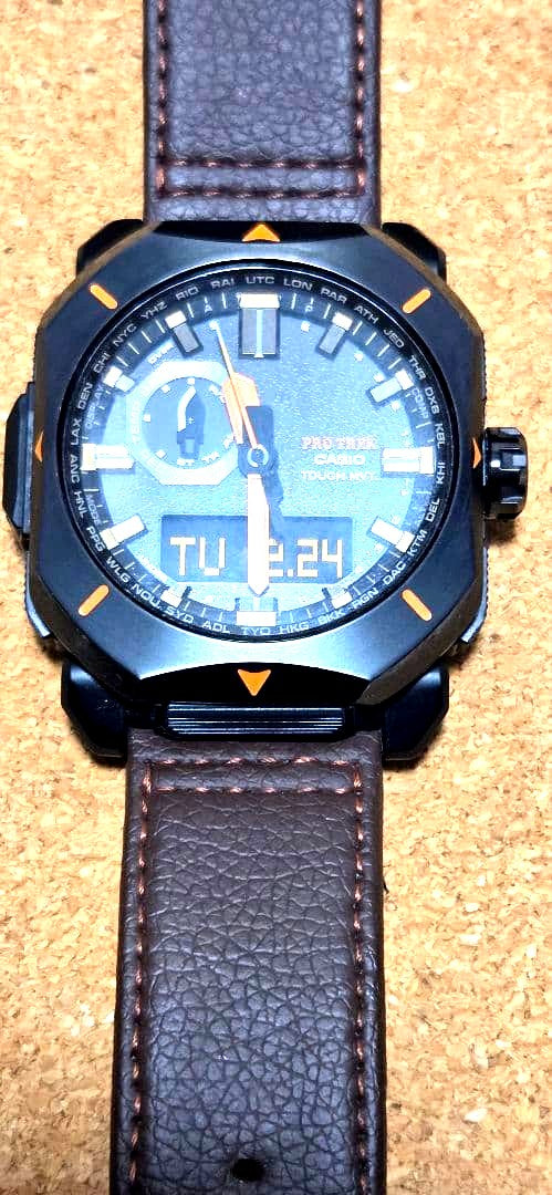 Casio Pro Trek PRW-6900 YL-5JF solar analog-digital watch with leather and resin band