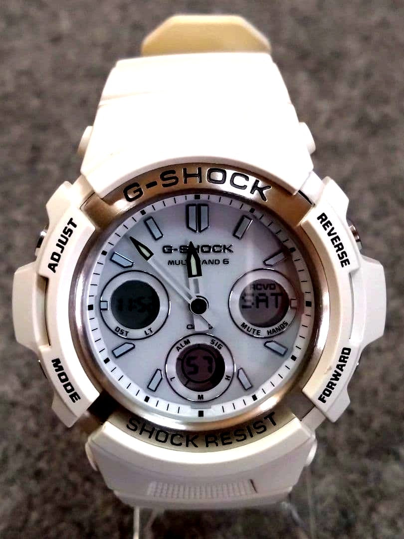 Casio G-Shock Tough Solar AWG-M100SMW-7AJF Marine White watch with white dial and solar-powered movement