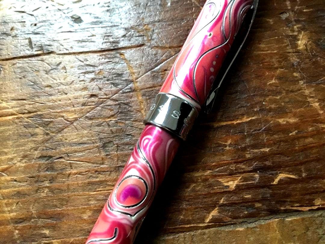 Cross Marble Pattern Ballpoint Pen Pink