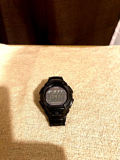 Casio G-Shock GW-810BD radio solar watch with metal band, showing slight color wear, Japan import