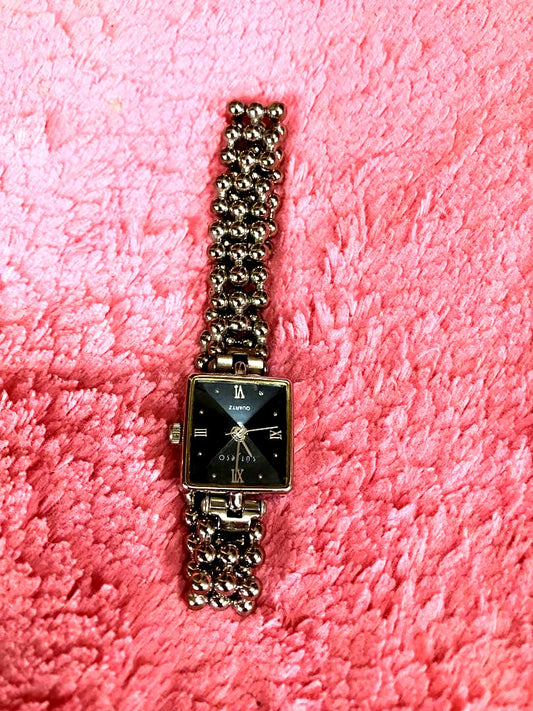 Casio Square Watch with Metal Band and Black Face