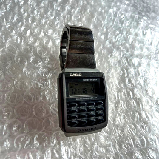 Casio Digital Wristwatch CA506-1 with metal band and data bank display Japan import