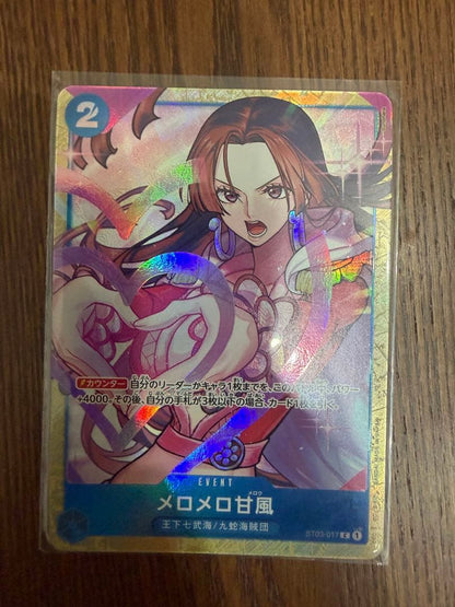 One Piece Card Game Melomero Sweet Breeze Parallel event card featuring Boa Hancock with hologram effect