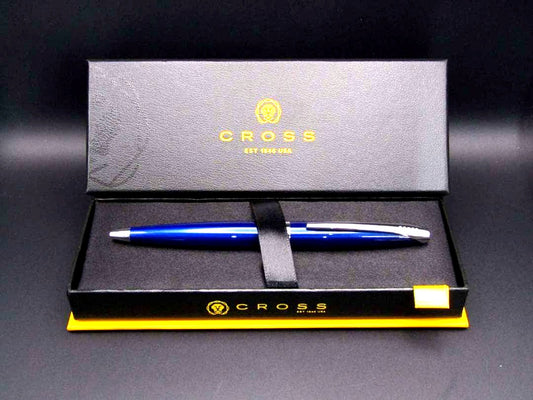 Cross Pen ATX 882-37 translucent blue oil-based ink pen with twist mechanism and genuine box