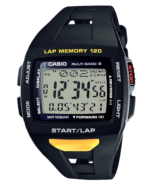 Casio Sports Watch STW-1000-1JH black resin case and band with digital display and solar radio features
