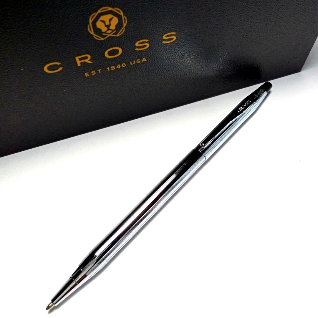 Cross Classic Century 3502 Ballpoint Pen Model Chrome Black with Silver Accents