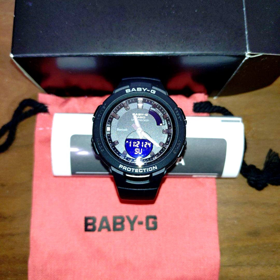 Casio Baby-G BSA-B100-1AJF women's black wristwatch showing front face and strap
