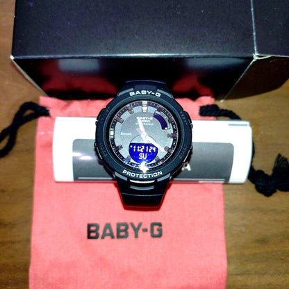 Casio Baby-G BSA-B100-1AJF women's black wristwatch showing front face and strap