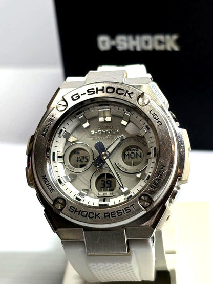 Casio G-Shock GST-W310 white G-Steel radio solar watch with new band and original clasp, Japan import