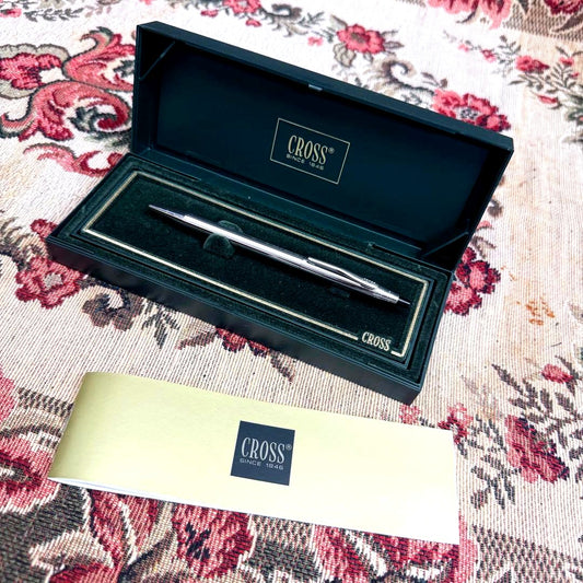 Cross Classic Century Ballpoint Pen Model 1946 with chrome finish and case, black ink, Japan import