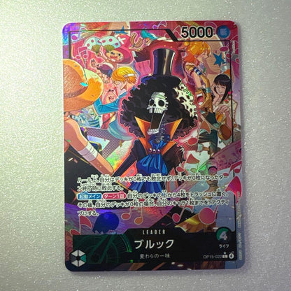 One Piece Brook Leader Parallel Card OP15-022 featuring Brook with 5000 power from One Piece Card Game Japanese edition