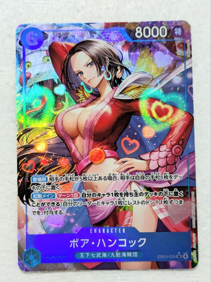 One Piece Boa Hancock EB03-026 SR Parallel hologram character card with sleeves and loaders