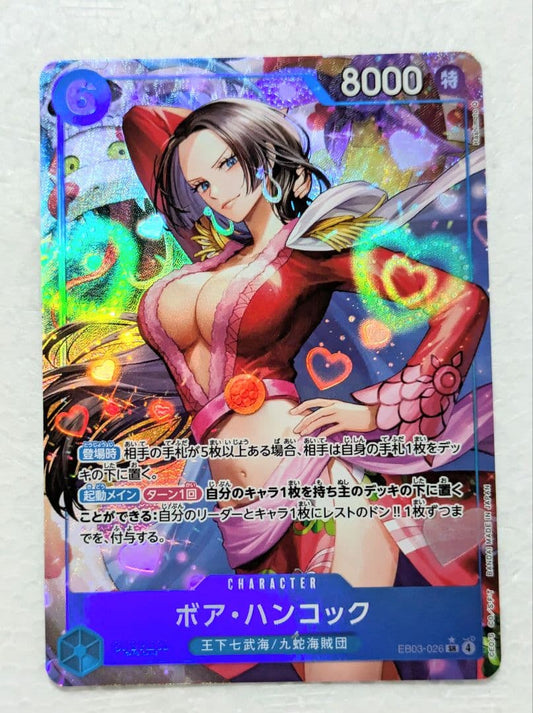 One Piece Boa Hancock EB03-026 SR Parallel hologram character card with sleeves and loaders
