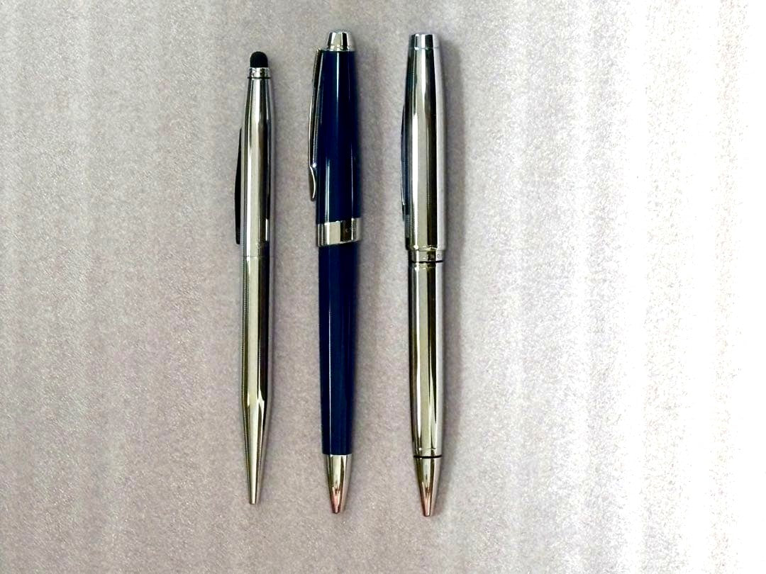 Cross Ballpoint Pen Set of Three in Blue and Silver — Japan Import