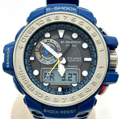 Casio G-Shock Gulfmaster GWN-1000-2B blue triple sensor solar watch with black resin band