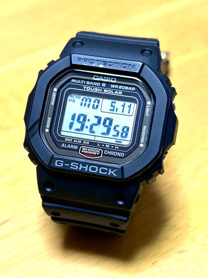 Casio G-Shock GW-5000U MultiBand6 Radio Solar Watch with black bezel and metal case