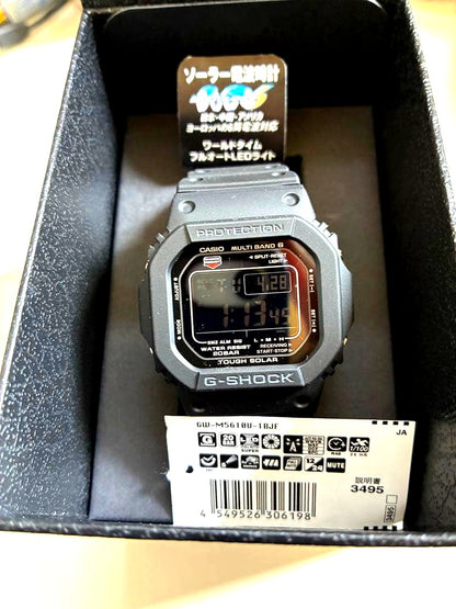 Casio G-Shock GWM5610-1BJF solar radio watch in black with digital display and box