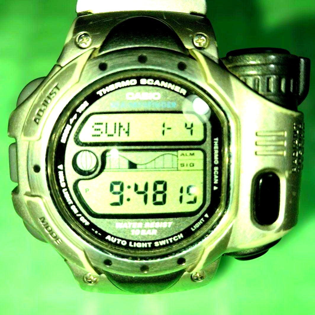 Casio Sea-Pathfinder SPF-10 watch with infrared temperature sensor, tide graph, moon phase display