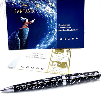 Cross Disney 110th Anniversary Fantasia Limited Edition black and silver ballpoint pen with serial number engraving