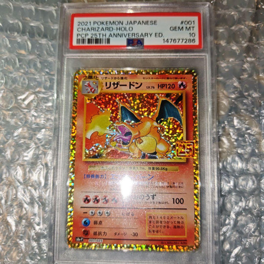 Bandai PSA10 Charizard 25th Anniversary Edition holographic Pokémon card Japan import