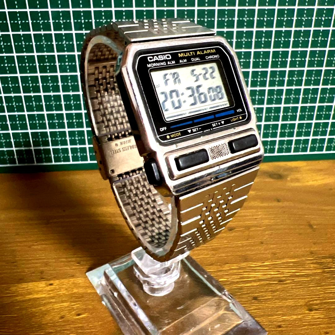 Casio BA-200 multi alarm vintage watch with digital display and black strap made in Japan