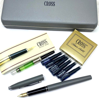 Cross Penmanship Set in Matte Gray with Cartridge Converter and Case