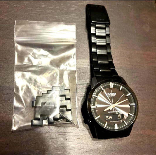 Casio LCW-M170DB-1AJF Reinius Series solar powered radio watch with black dial and black band
