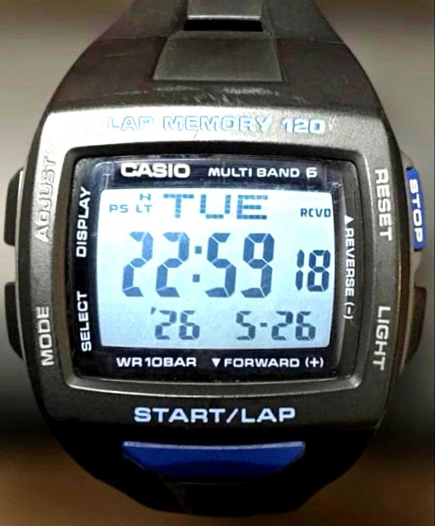 Casio Fizz STW-1000-1BJH radio wave solar wristwatch with resin case and stopwatch functions