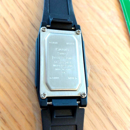 Used Casio women's watch with stopwatch, alarm, backlight, and water resistance features
