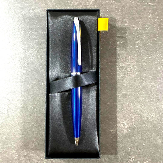 Cross blue ballpoint pen with replacement ink cartridge and dedicated presentation box