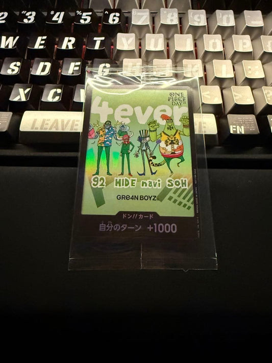Unopened One Piece Card Green Boys collectible card with vibrant green design