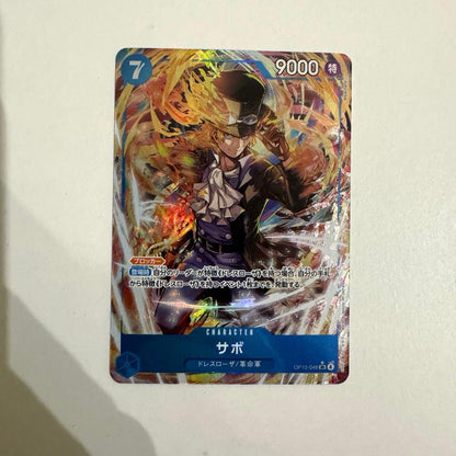 One Piece Sabo SR Parallel Gods Island Adventure trading card featuring Sabo character