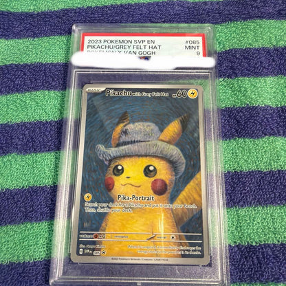 Gogh Pikachu Japanese Pokemon card graded PSA9 with protective case from Japan import