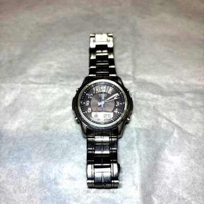 Casio Lineage LCW-100 Tough Solar watch with digital and analog display and silver stainless steel band