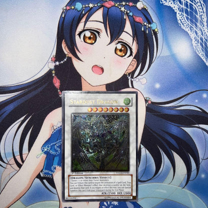 Stardust Dragon First Edition Leaf Card showing the dragon artwork with slight initial wear typical of American versions